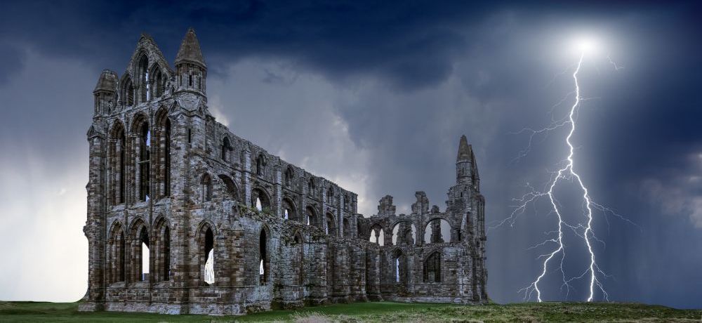 Whitby Abbey Ruins with a stormy sky