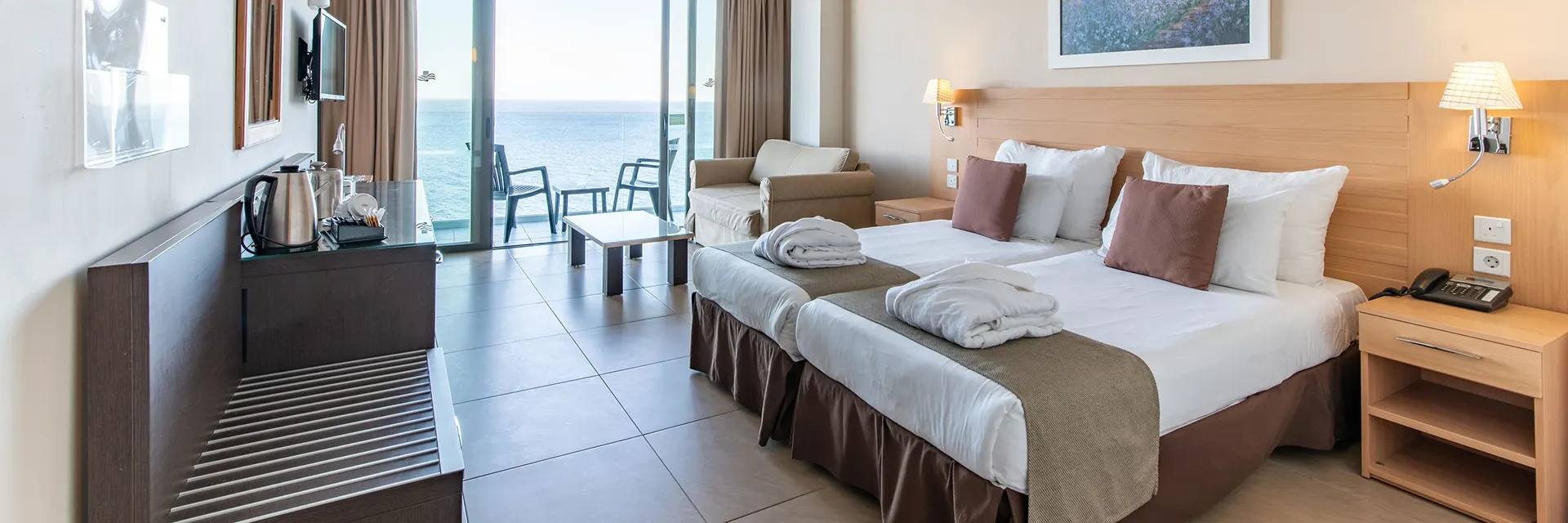 Bedroom at the Preluna Hotel, Sliema, Malta