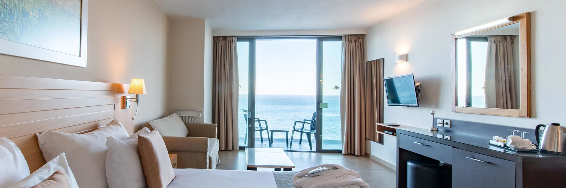 Bedroom at the Preluna Hotel, Sliema, Malta